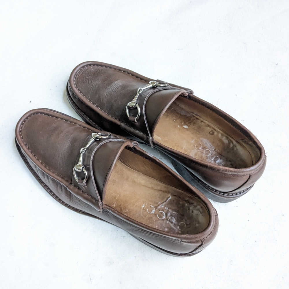 Gucci Horsebit Loafers Brown Leather Men 8 D Rubber - Picture 9 of 16